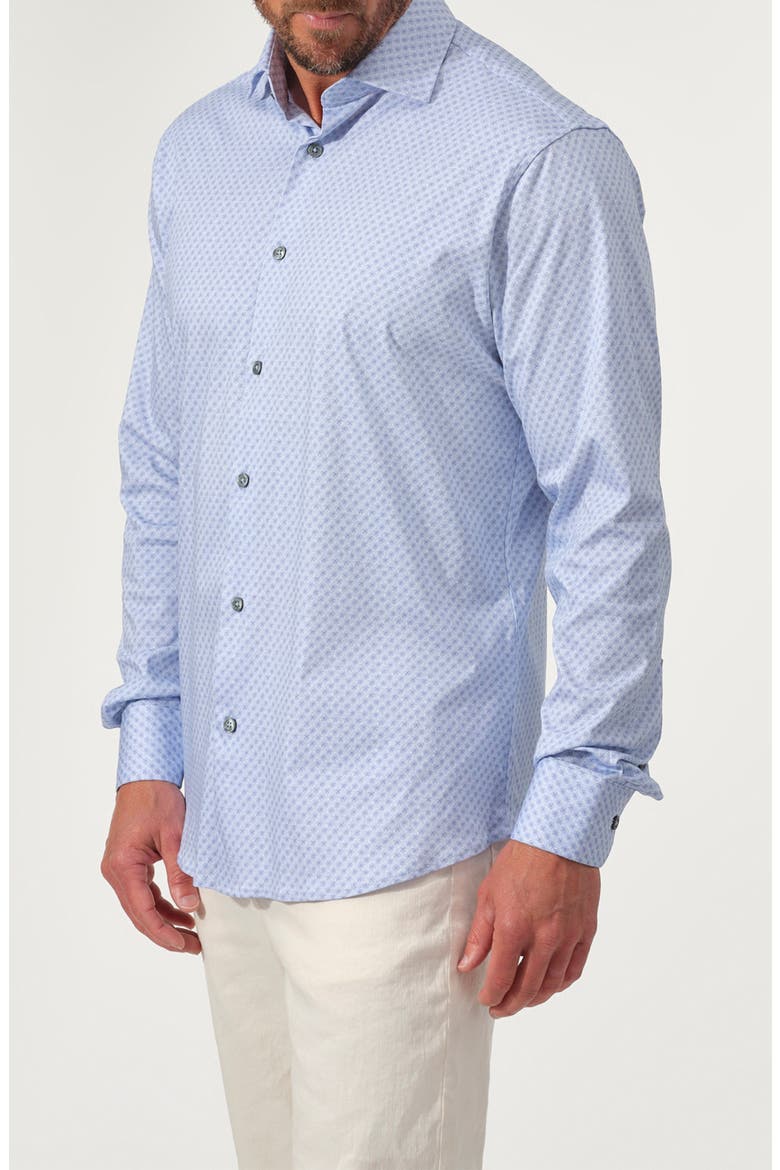 Floral Print Stretch Supima Cotton Button-Up Shirt, Alternate, color, NAVY