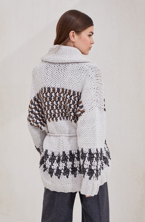 Brunello Cucinelli Prince Of Wales Opera Cardigan In White