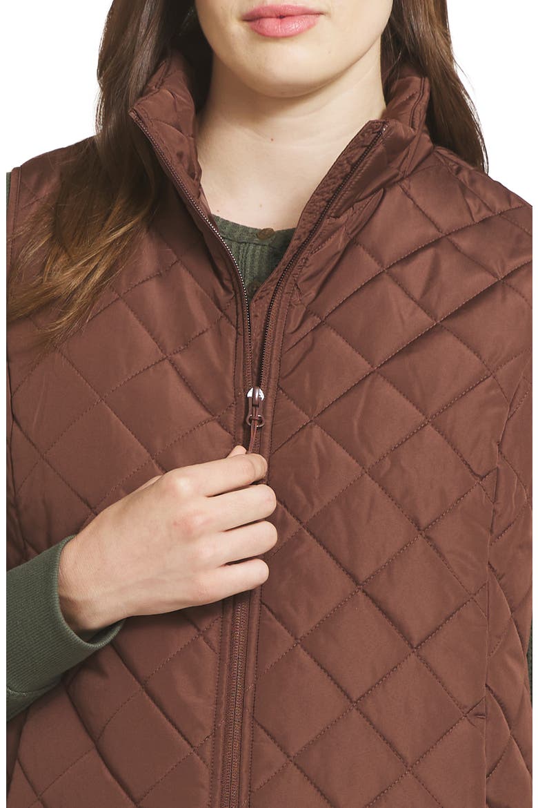 Houndstooth Quilted Puffer Vest, Alternate, color, CHOCOLATE