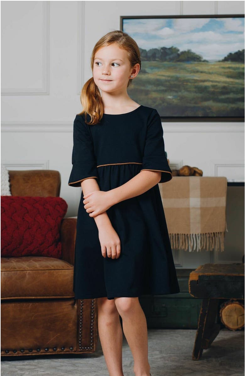 Hope & Henry Baby Girls' Ruffle Sleeve Ponte Dress, Infant, Alternate, color, 