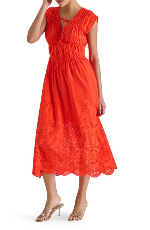 Steve Madden Clementina Eyelet Cotton Midi Dress In Red