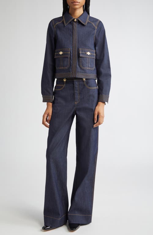 Cinq À Sept Lydie Crop Denim Jacket In Blue