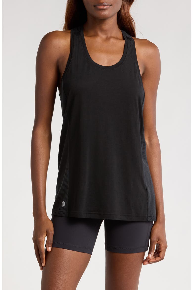 Active Mesh Racerback Tank, Main, color, BLACK