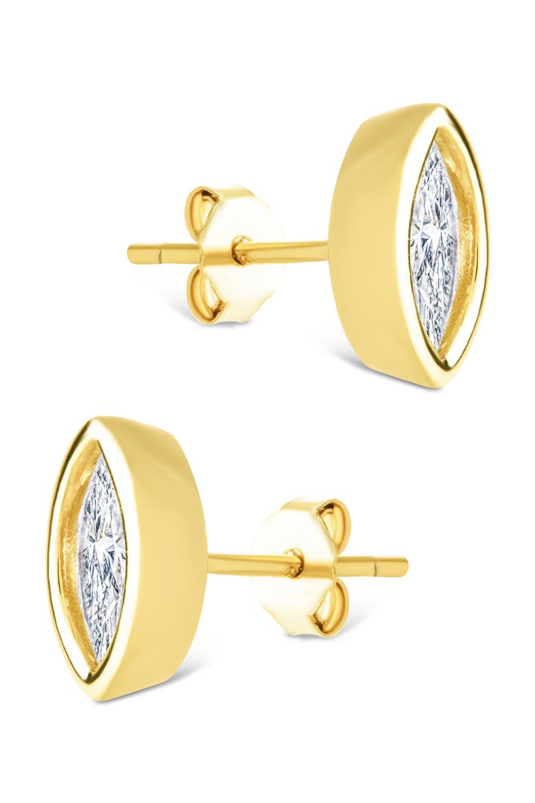 Marquise-Cut Cubic Zirconia Stud Earrings, Alternate, color, GOLD