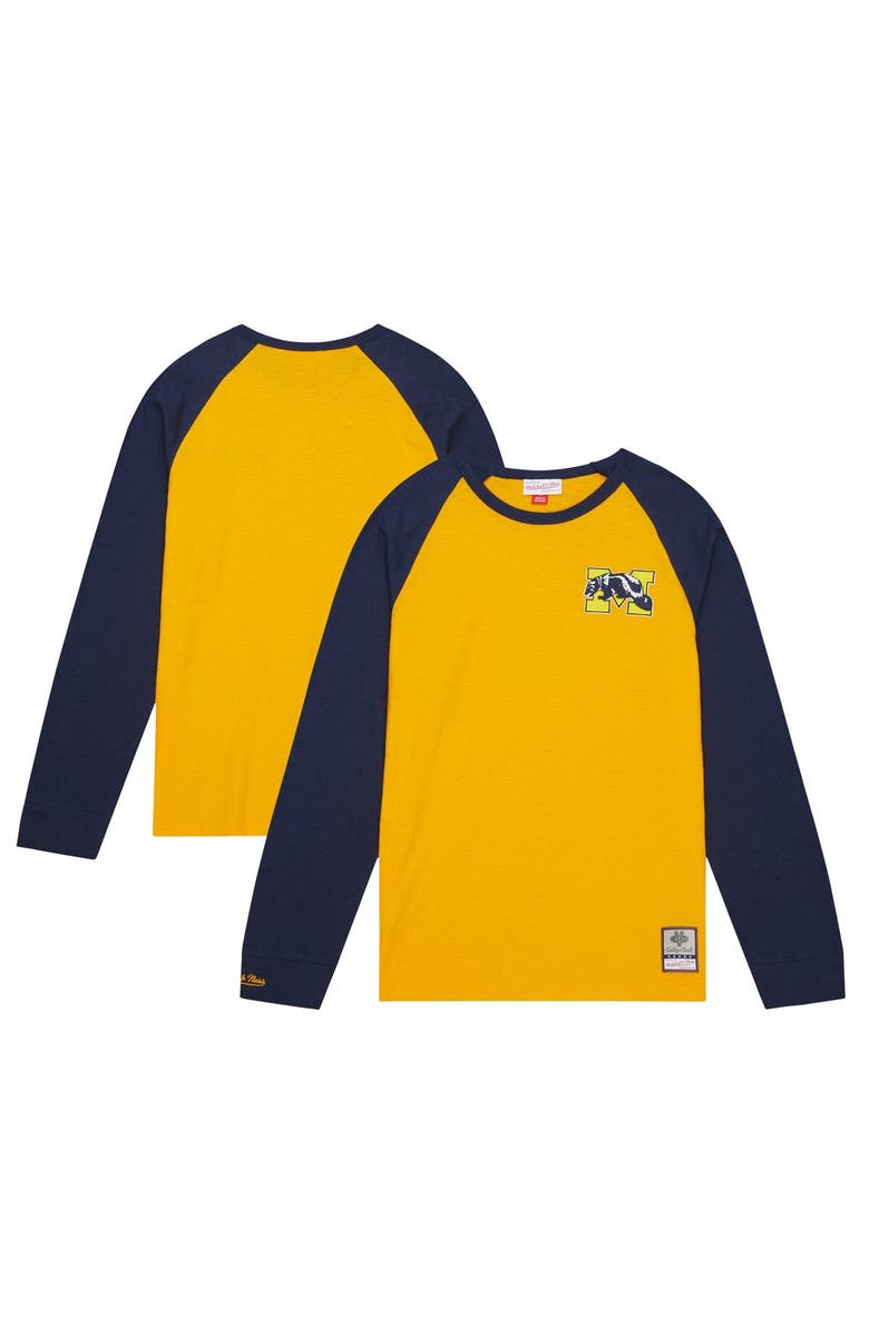 Mitchell & Ness Men's Mitchell & Ness Maize Michigan Wolverines Legendary Slub Raglan Long Sleeve T-Shirt, Main, color, Maize