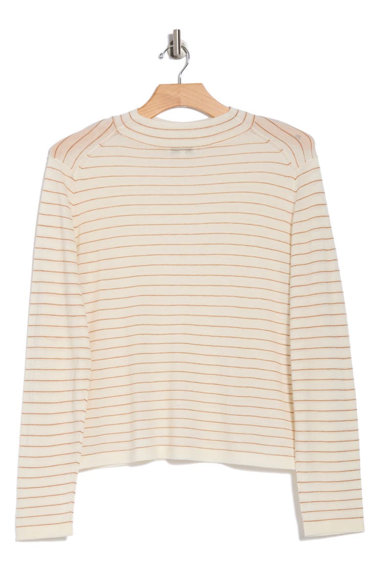 Vince Stripe Mock Neck Wool Blend Sweater, Alternate, color, Off White/ Vicuna