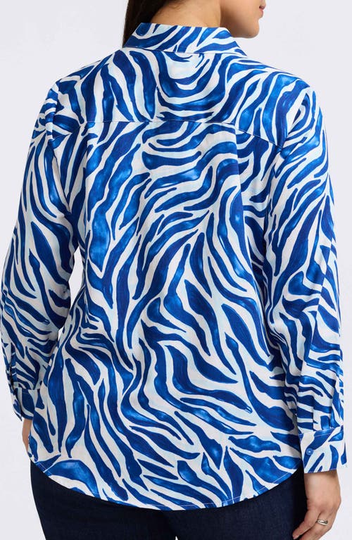 Foxcroft Zoey Cotton Button-up Shirt In Blue