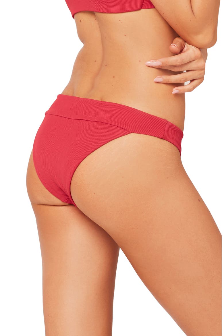 L Space Veronica Ribbed Bikini Bottoms, Alternate, color, STRAWBERRY