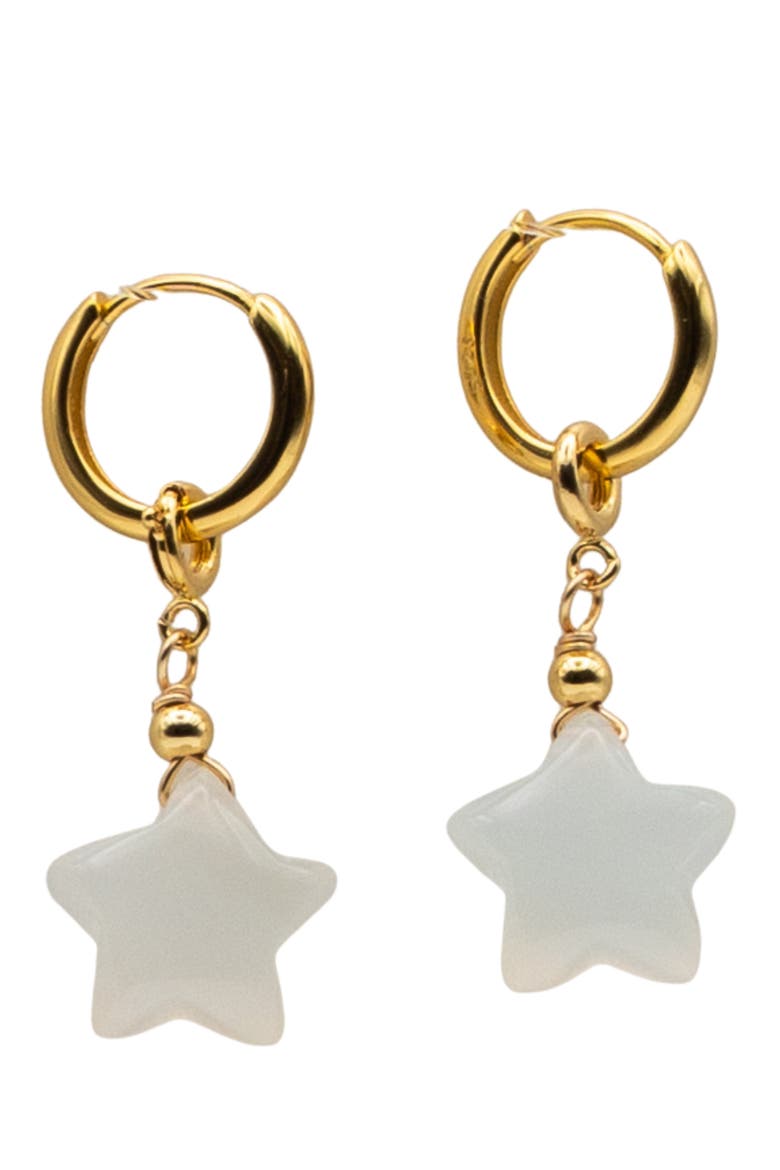 Harvest Star White Jade stone charm earrings, Main, color, White