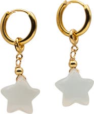 seree Harvest Star White Jade stone charm earrings