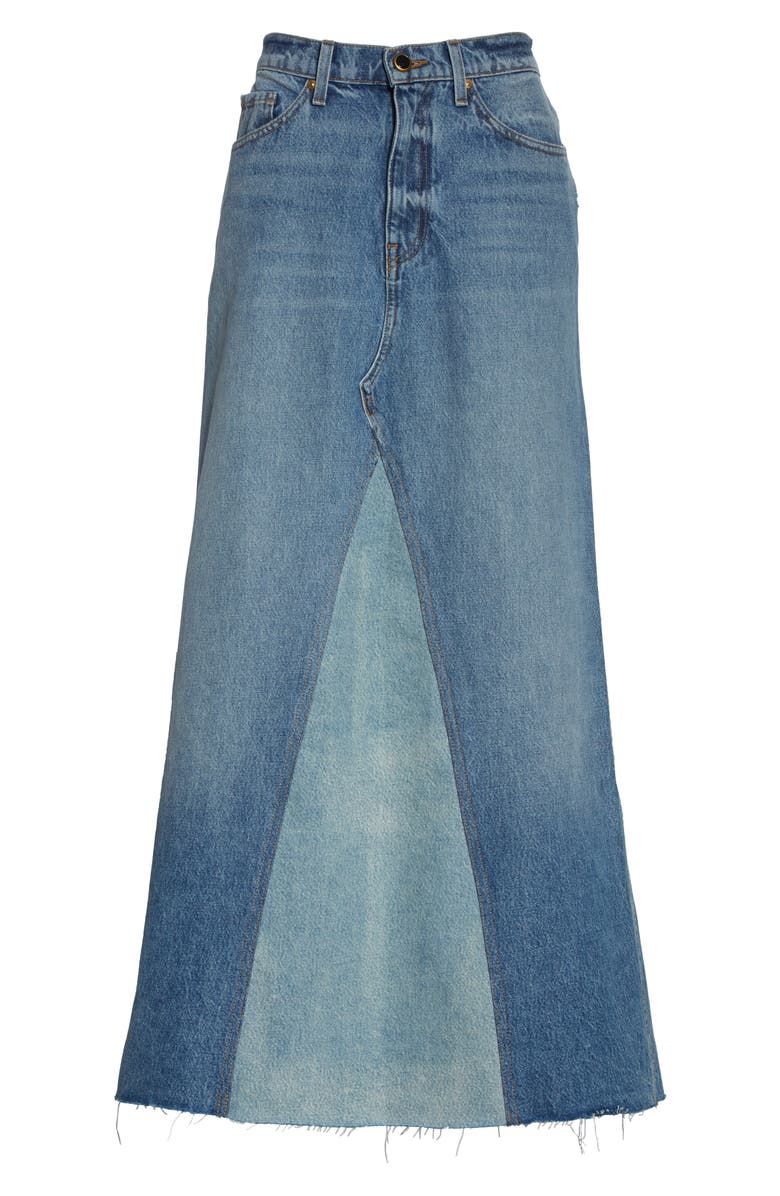 Khaite Magdalena Reconstructed Denim Midi Skirt, Alternate, color, 