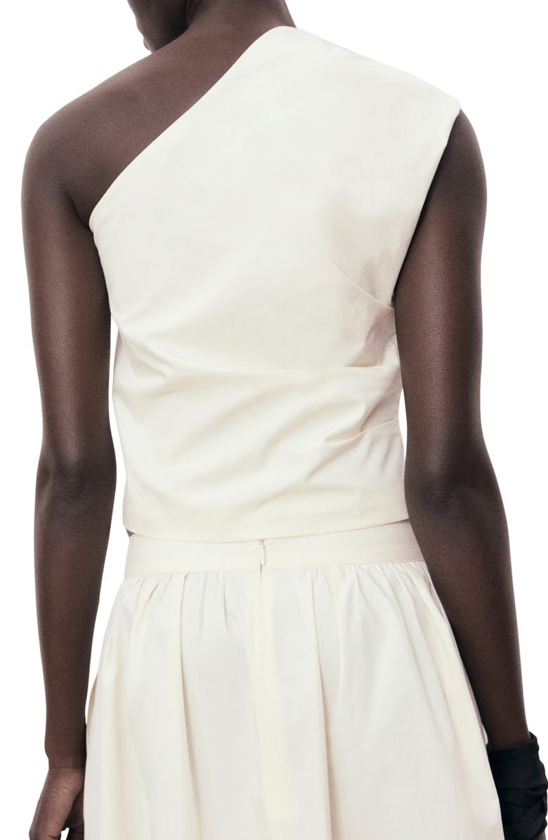 MANGO Floral Embroidery One-Shoulder Cotton Top, Alternate, color, Off White