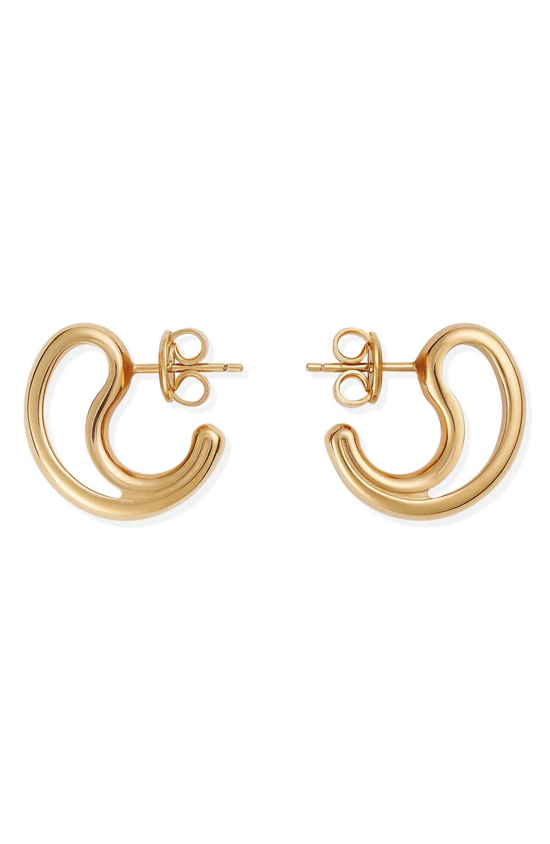 Bottega Veneta Mini Cutout Teardrop Earrings, Alternate, color, 8120 Yellow Gold