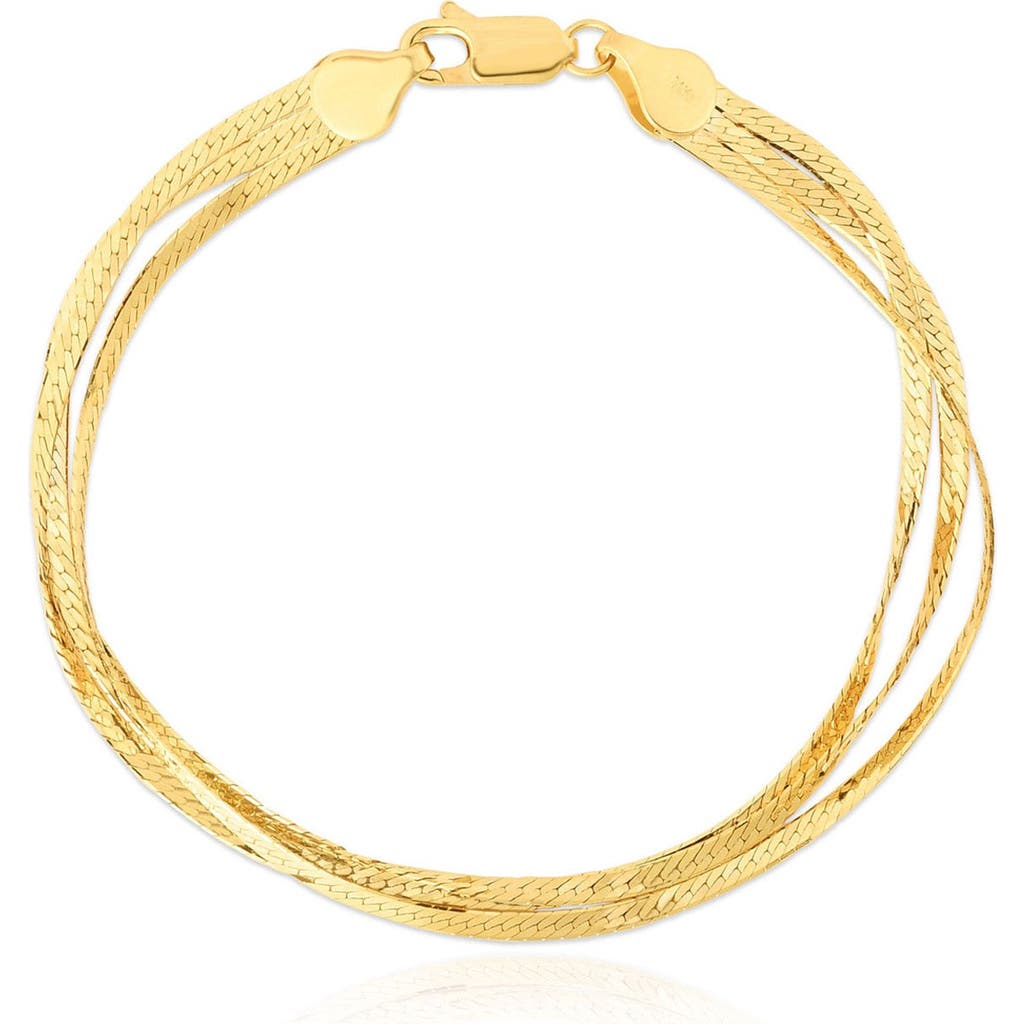 The Lovery Fine Jewelry Triple Strand Herringbone Bracelet In Gold