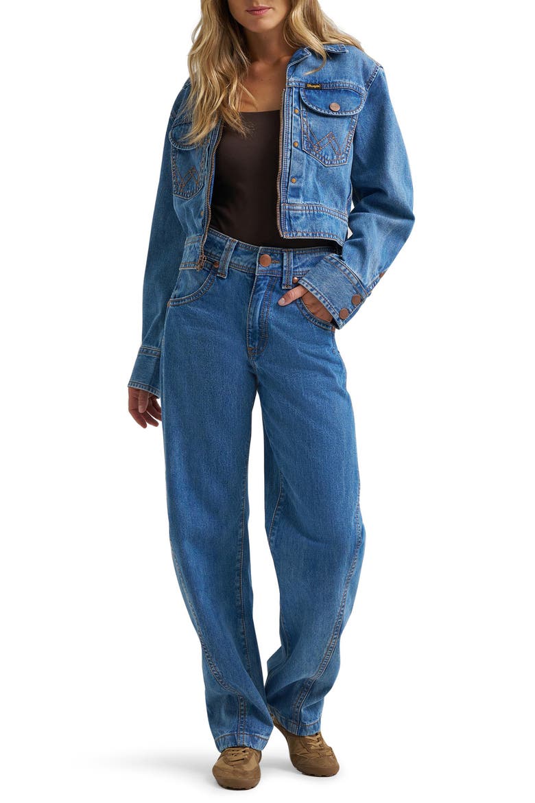 Super Cropped Denim Jacket, Alternate, color, COWBOY FADE