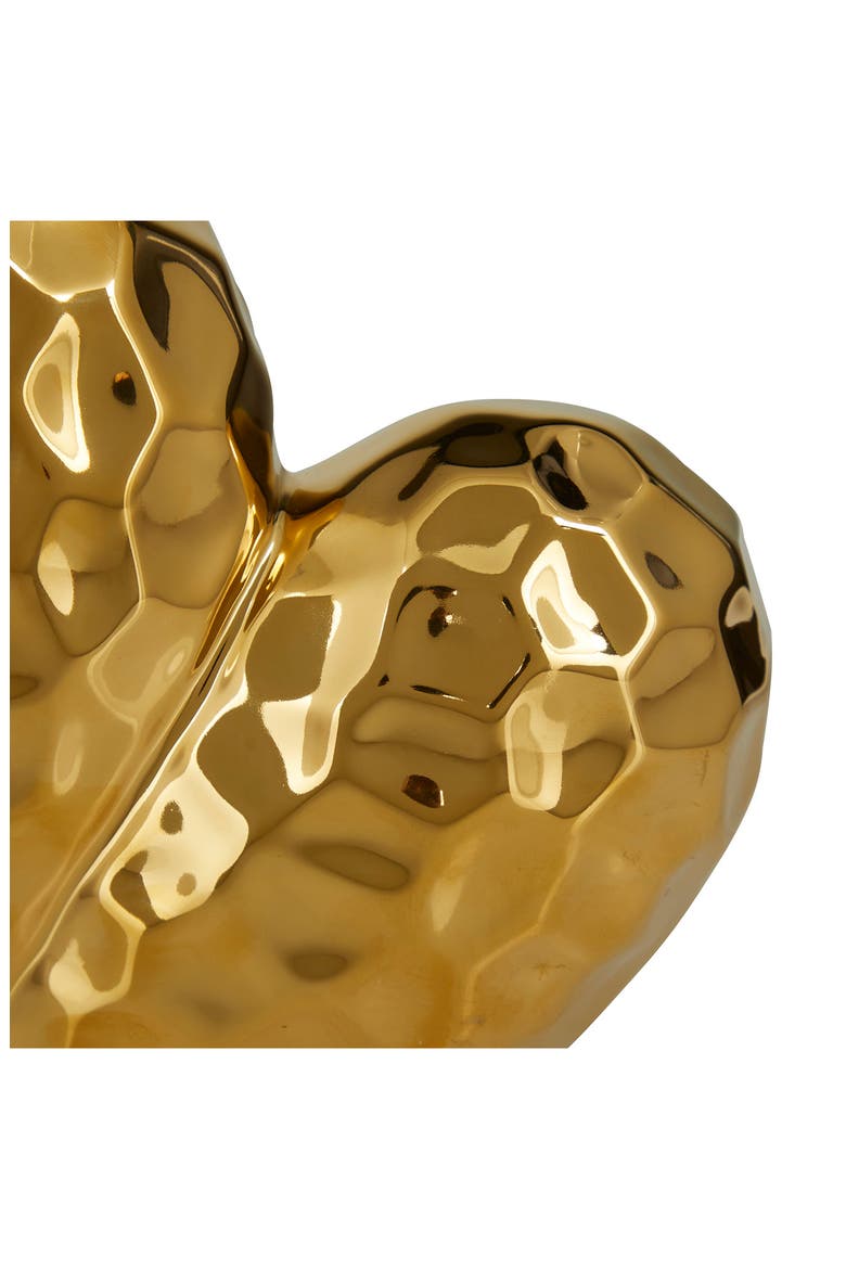 Goldtone Porcelain Heart Sculpture, Alternate, color, GOLD