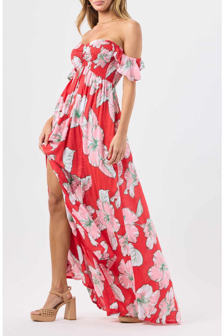 Hollie Floral Maxi Cover-Up Dress, Alternate, color, HIBISCUS KISS RED