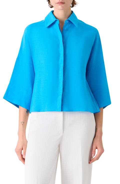 Crop Washed Linen Shirt