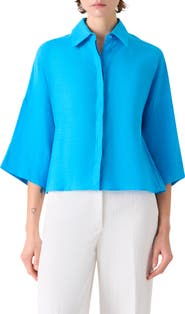 Akris punto Crop Washed Linen Shirt