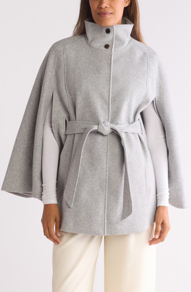 Calvin Klein Belted Faux Wool Cape, Main, color,
