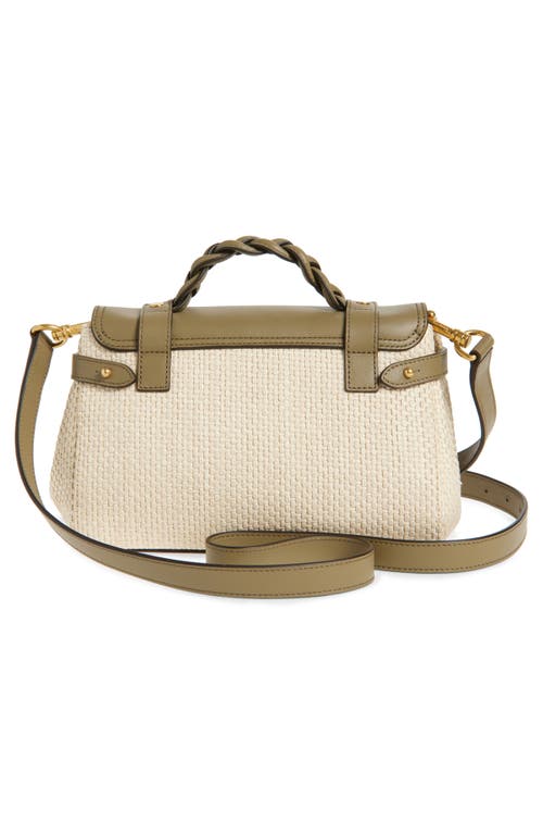 Mulberry Mini Alexa Raffia & Leather Satchel In Linen Green/natural