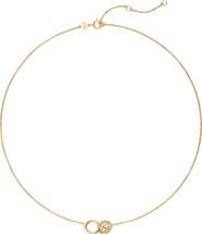 Tory Burch Icon Pavé Interlocking Pendant Necklace