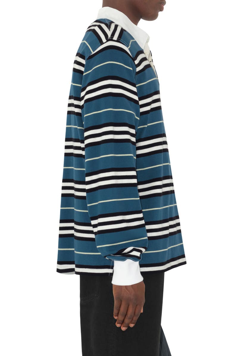 Burberry Stripe Long Sleeve Cotton Polo, Alternate, color, 