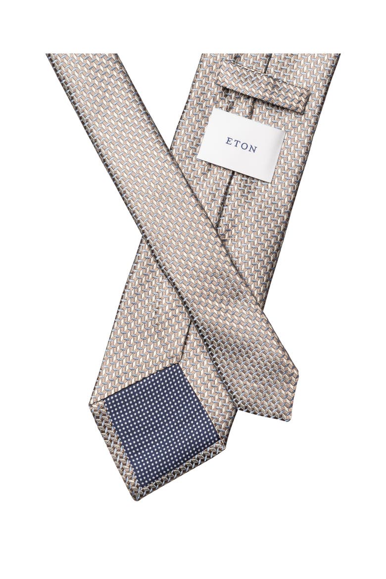 Micro Geometric Woven Silk Tie, Alternate, color, LIGHT BEIGE