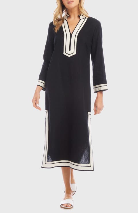 The St. Tropez Long Sleeve Linen Blend Midi Dress