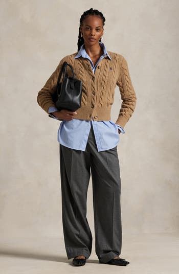 Cable Knit Wool & Cashmere Cardigan