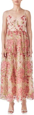 Endless Rose Floral Embroidered Tiered Maxi Dress