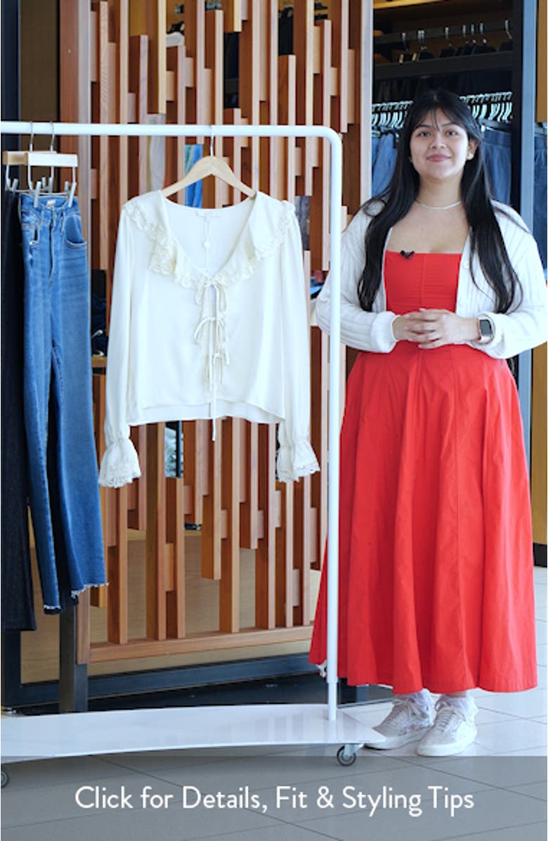 Lacy Long Sleeve Tie Front Top, sales video thumbnail