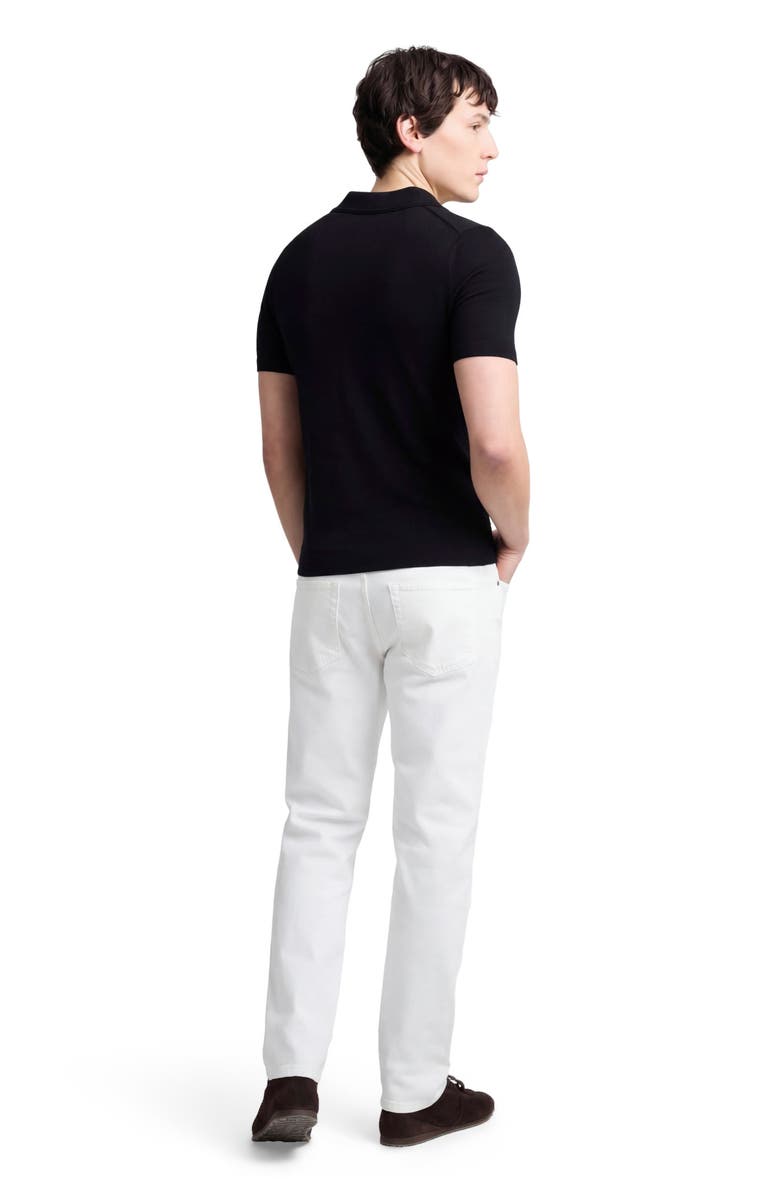 Onia Extra Fine Merino Wool Short Sleeve Johnny Collar Polo, Alternate, color, Black