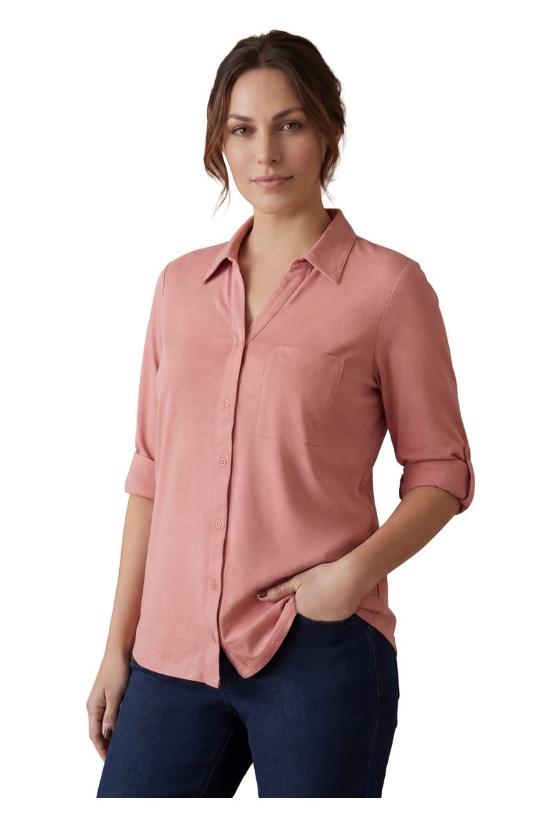 Everyday Roll Tab Shirt, Main, color, DESERT ROSE