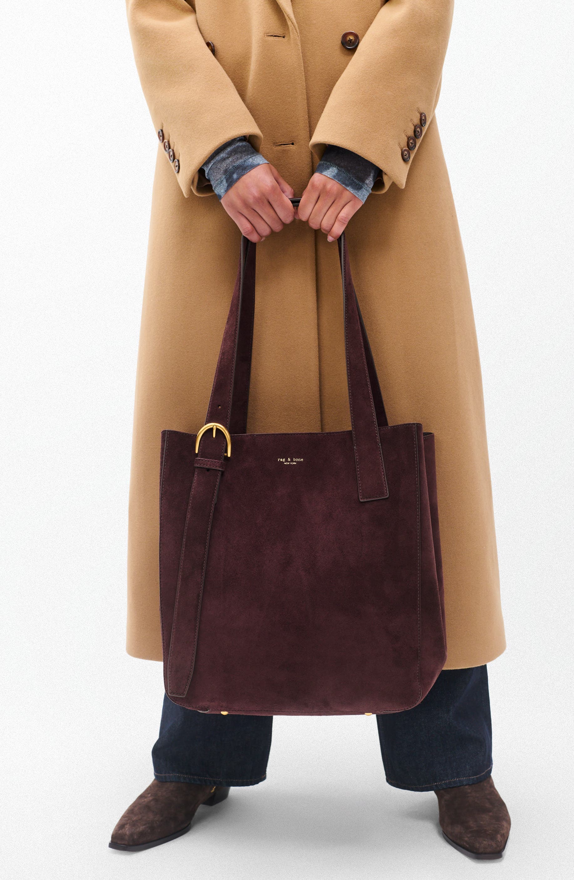 Parker Suede Tote, Alternate, color, BLACKBERRY