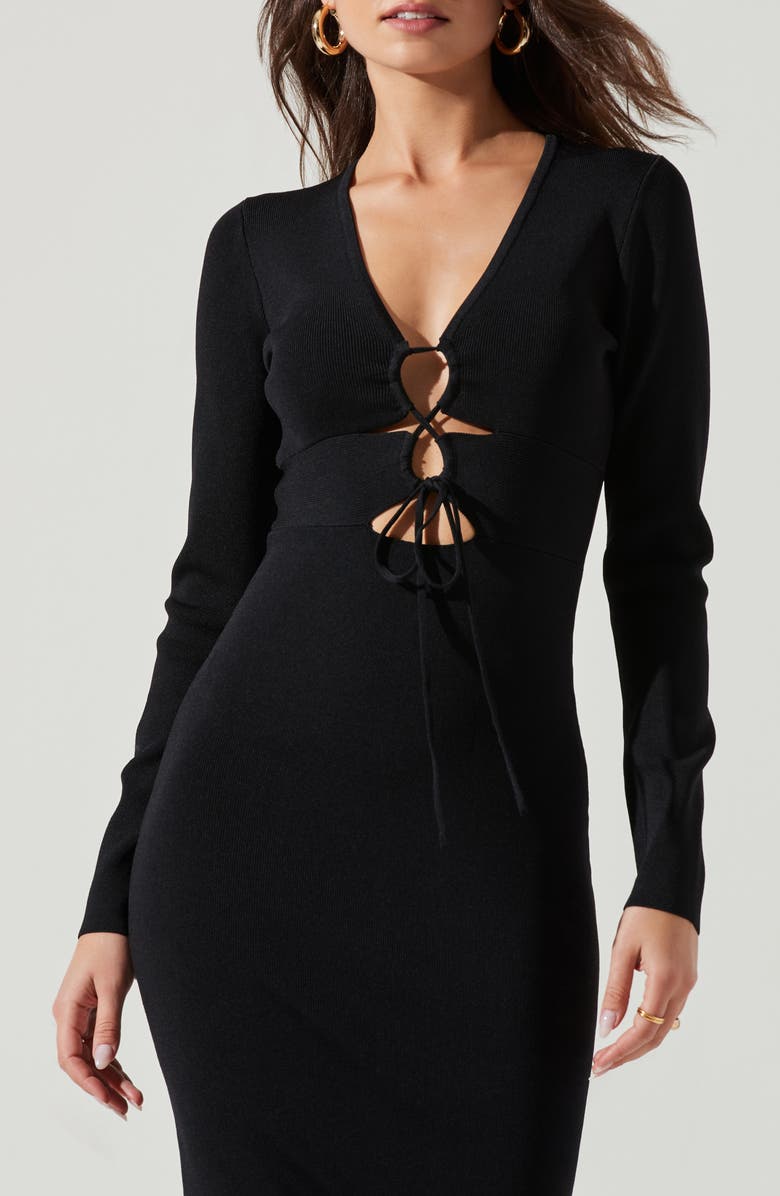 ASTR the Label Jovie Cutout Long Sleeve Body-Con Dress, Alternate, color, 