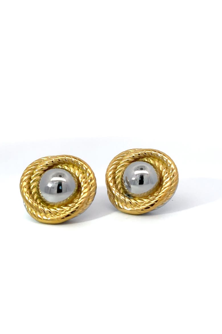 18K Gold Plated Rope Knot Stud Earrings with Two Tone Finish, Main, color, Yellow