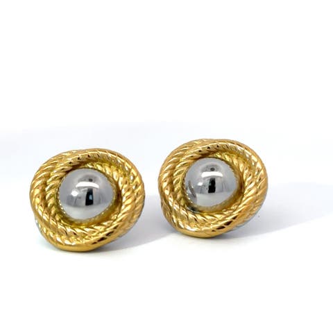 18K Gold Plated Rope Knot Stud Earrings with Two Tone Finish