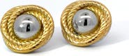 Gemini Jewelry 18K Gold Plated Rope Knot Stud Earrings with Two Tone Finish