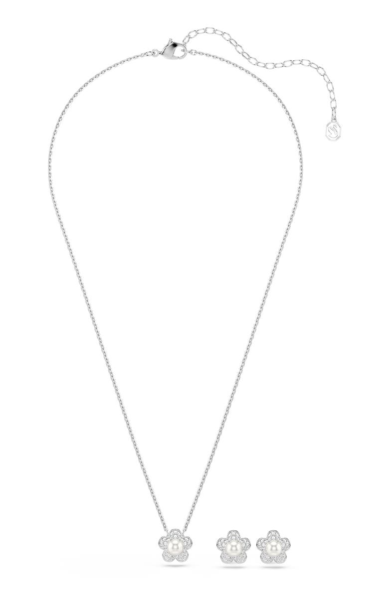 Swarovski Crystak Faux Pearl Necklace & Earrings Set, Alternate, color, 