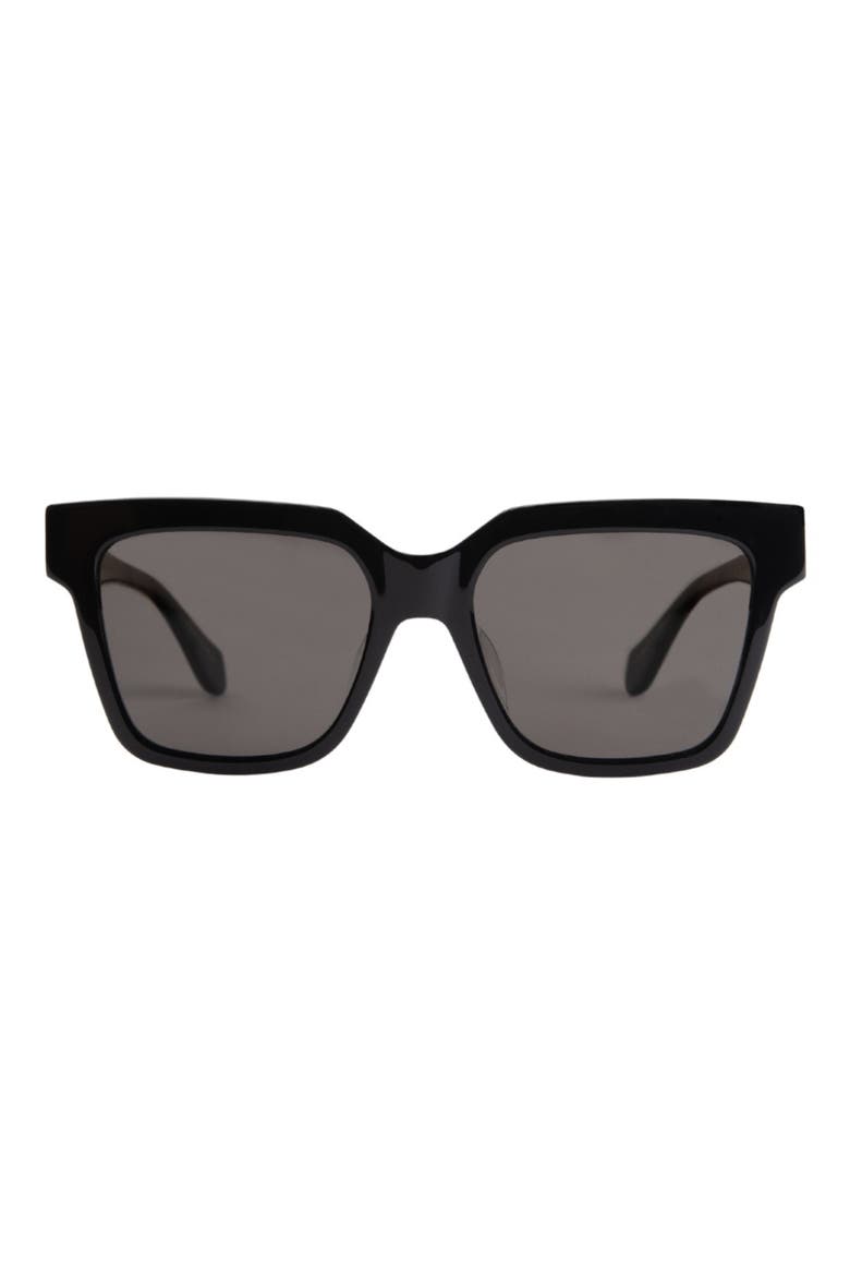 Hana 55mm Low Bridge Wide Width Polarized Square Sunglasses, Main, color, BLACK LAVA / GRAY LENSES