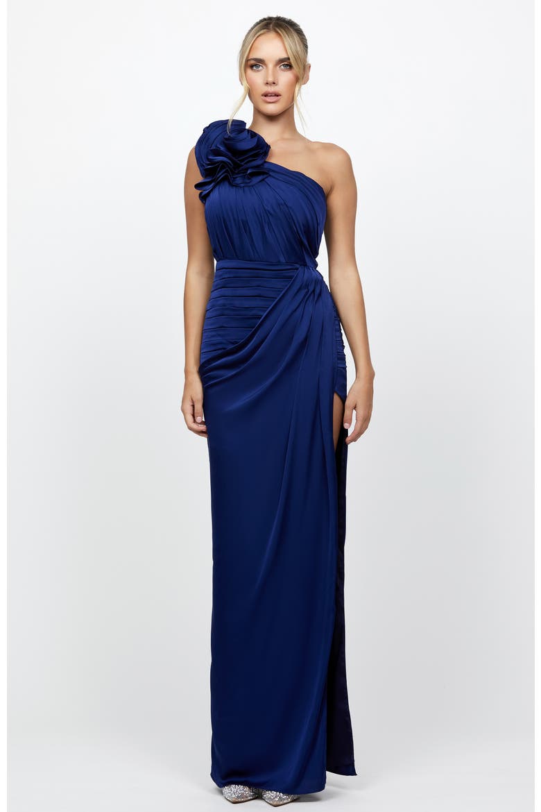Vacation Asymmetric Gown, Main, color, NAVY