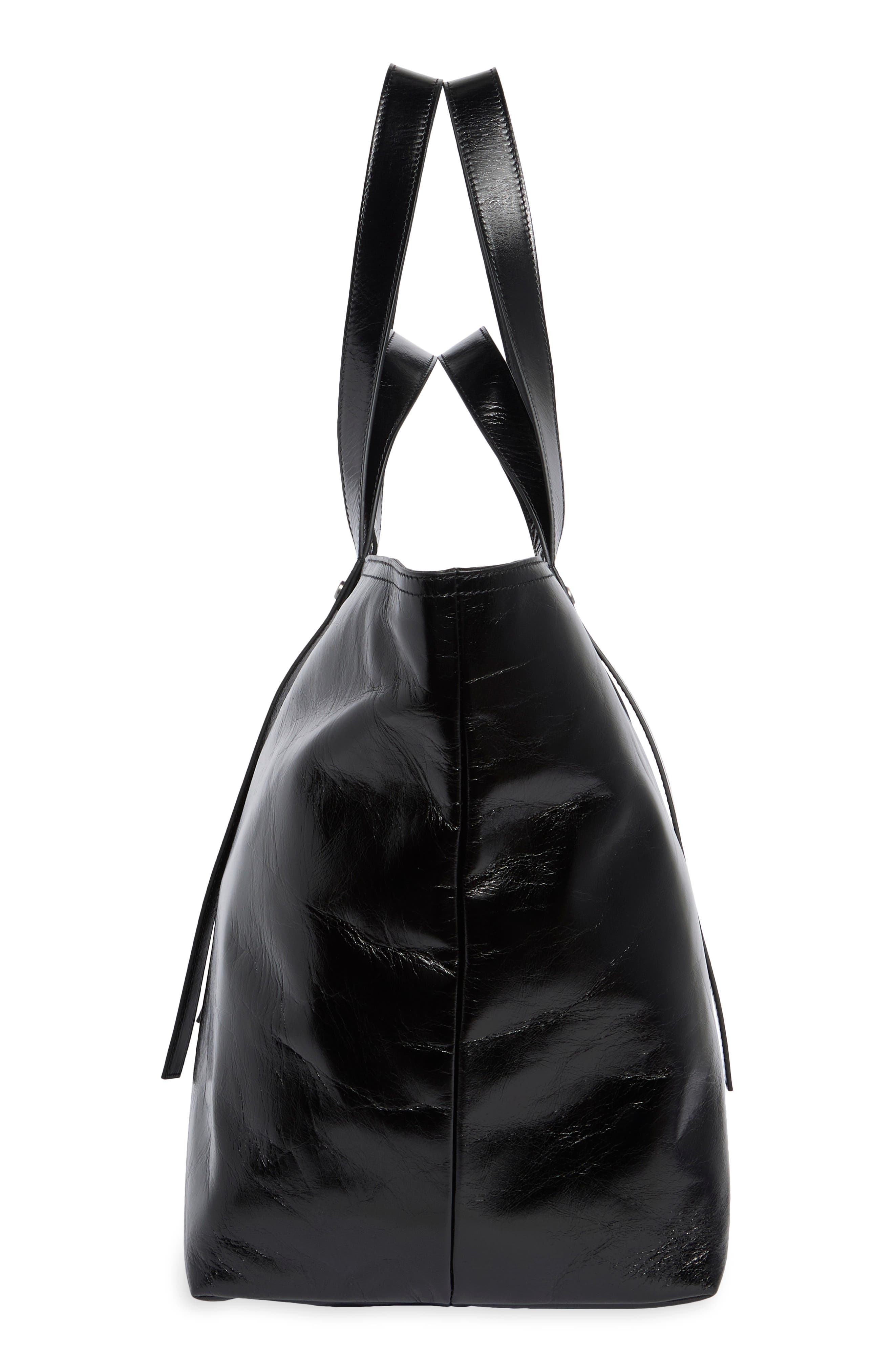 Bookish Day Off Leather Tote Bag, Alternate, color, BLACK