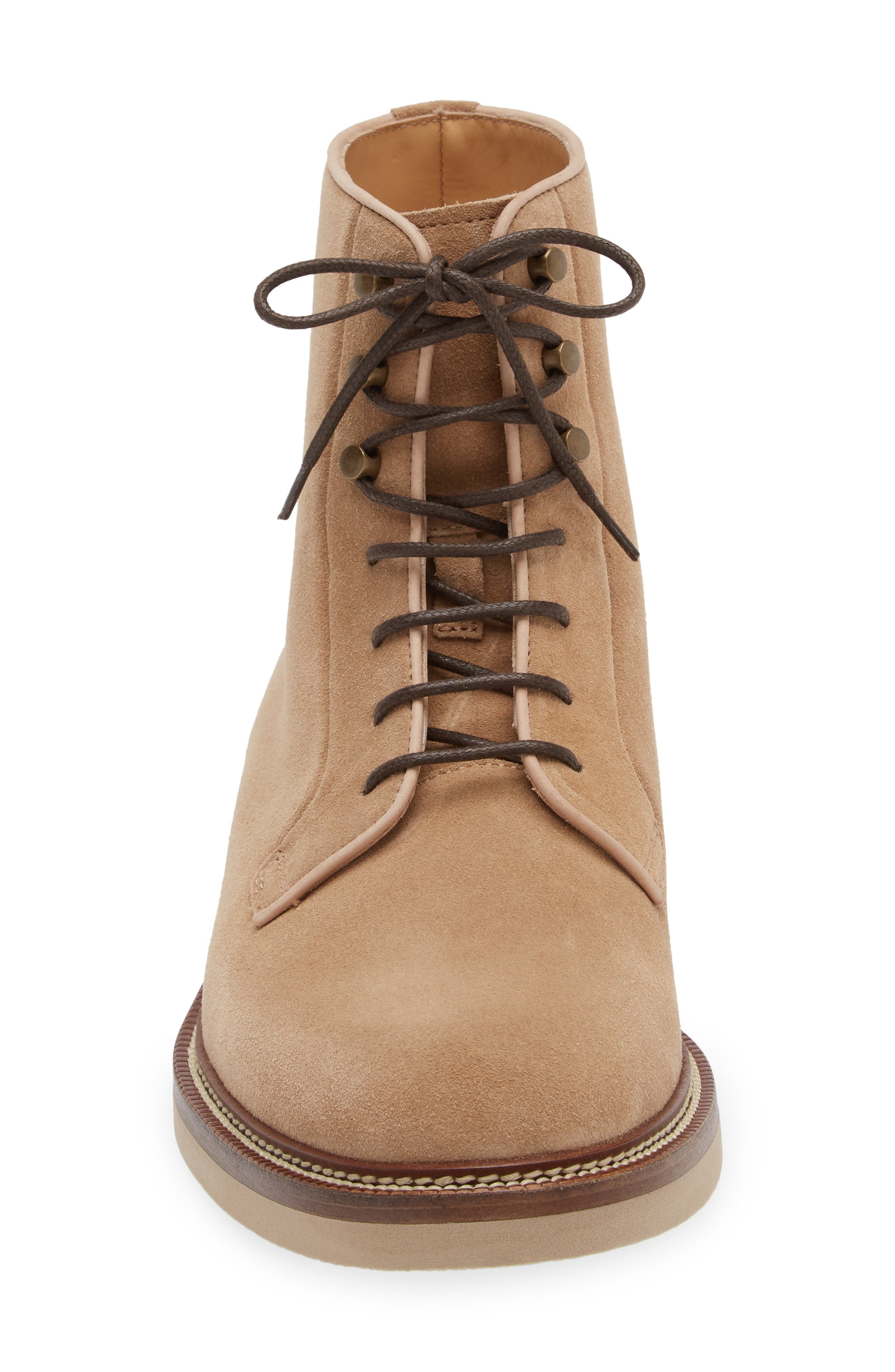 Brunello Cucinelli Iconic Sole Lace-Up Boot, Alternate, color, Light Brown