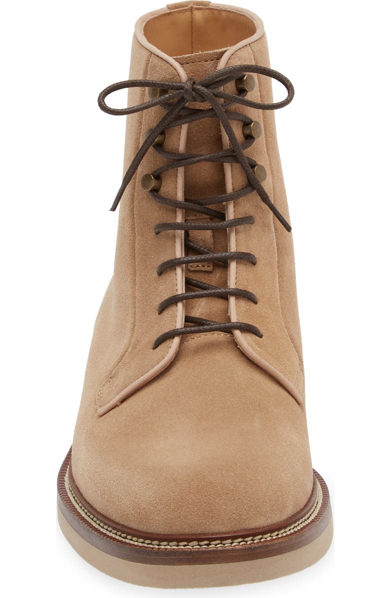 Brunello Cucinelli Iconic Sole Lace-Up Boot, Alternate, color, Light Brown
