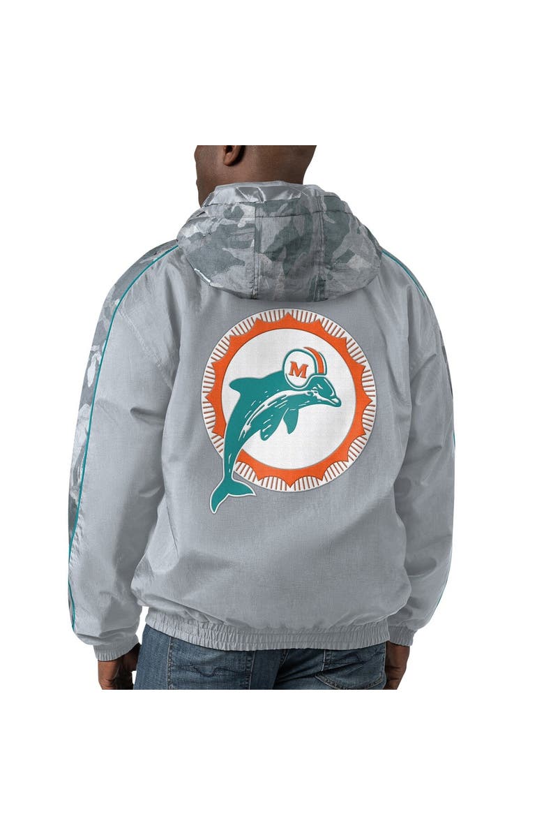 STARTER Men's Starter Gray Miami Dolphins Thursday Night Gridiron Throwback Full-Zip Jacket, Alternate, color, Gray
