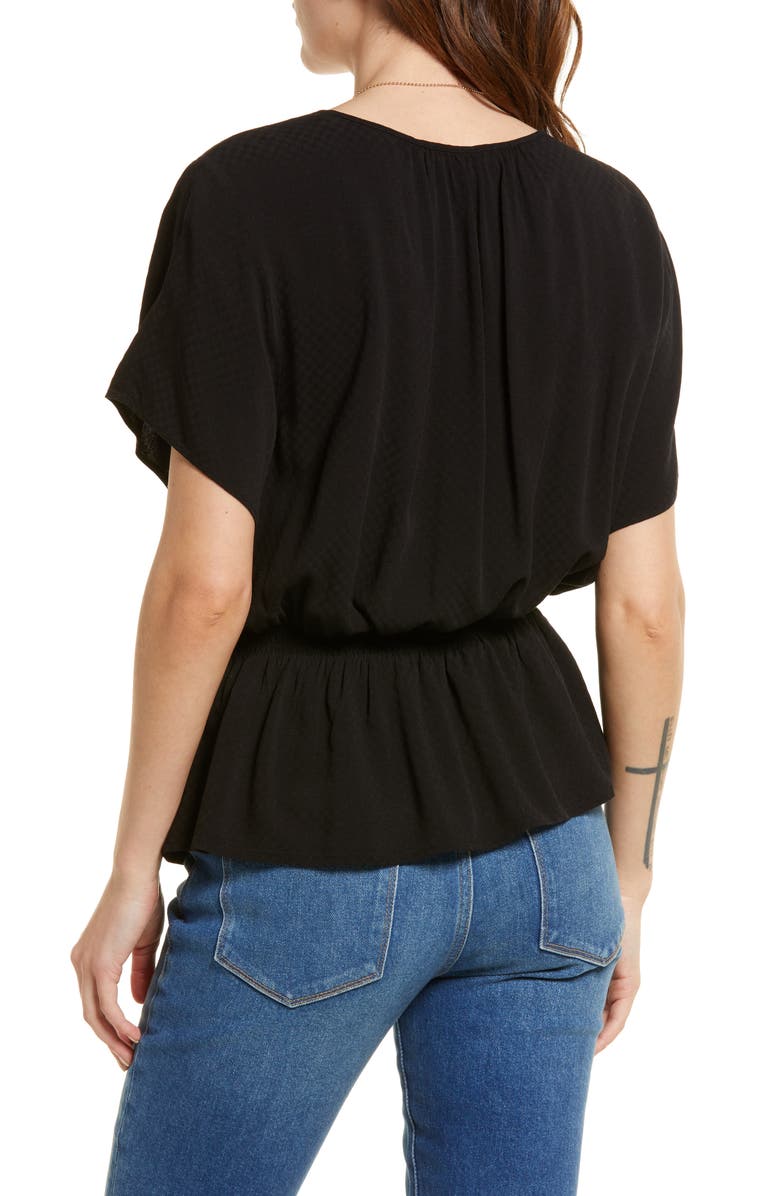 Treasure & Bond Shirred Split Neck Blouse, Alternate, color, 