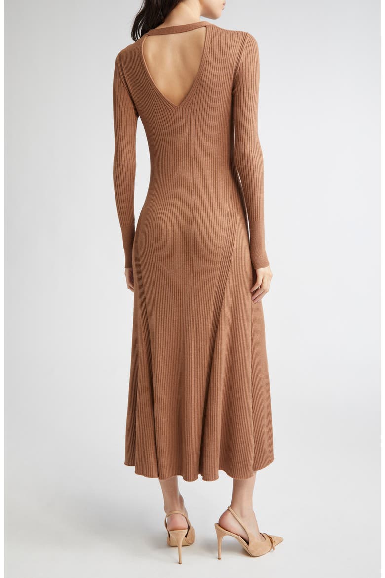 Long Sleeve Wool & Silk Rib Sweater Dress, Alternate, color, 157 COGNAC