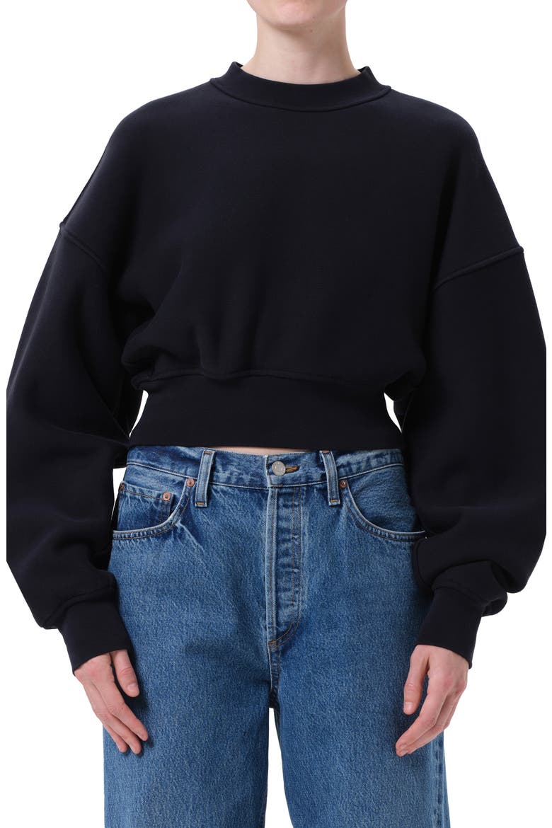 Kit Cotton Fleece Crop Sweatshirt, Main, color, MIRAGE DEEP DK NAVY