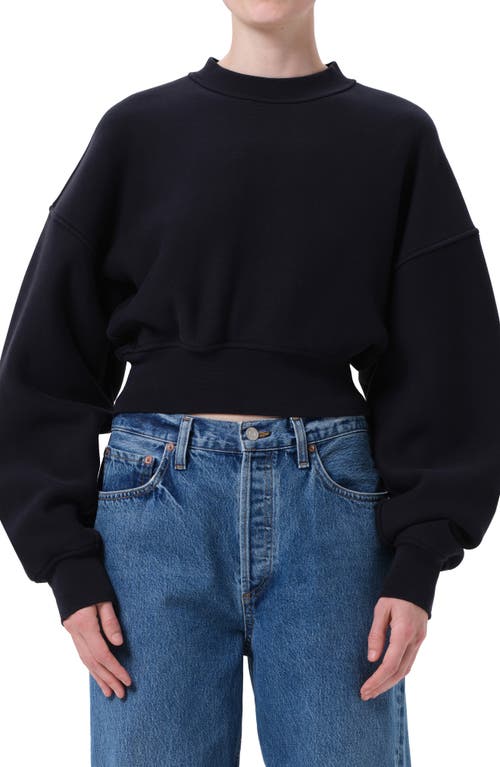 Agolde Kit Cotton Fleece Crop Sweatshirt In Black